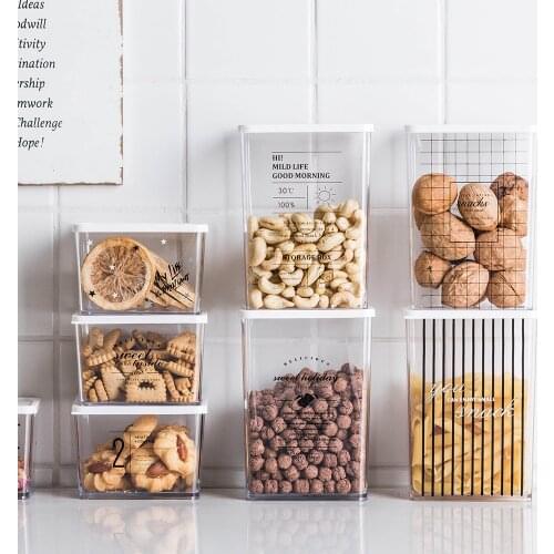 350/800mlPP Covered Sealed Cans Fashion Grain Storage Jar Kitchen Storage Box Nut Snacks Tea Coffee Beans Food Storage Organizer