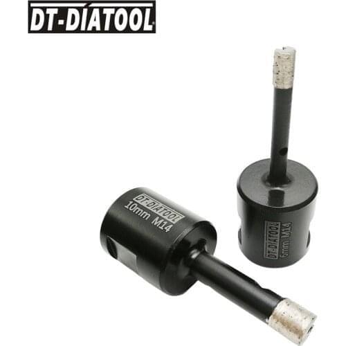 DT-DIATOOL 2pcs 6mm+10mm Diamond Wet Welded Solid Segments Drilling Core Bits Drill Bits Hole Saw for Granite Stone M14 Thread