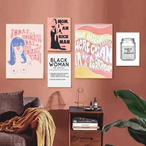 Feminist Painting Wall Art Canvas Painting Prints Modern Black Woman Definition Pictures Living Room Bedroom Home Decor Poster