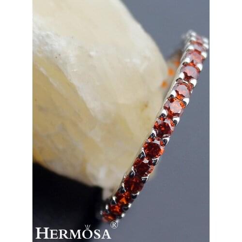 Hermosa Wedding Round RED GARNET Party Rings For Women Hermosa New Birthstone Jewelry Ring Size 7# 8