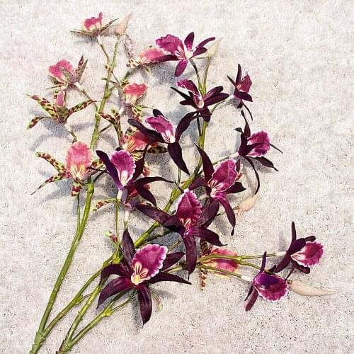 11 heads Dendrobium Artificial Silk Flowers for Wedding Party Home Ornaments Flower Arrangement Photography Props Decoration