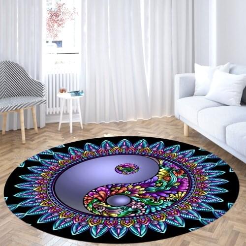 Lace Mandala Round Rugs Living Room Bedroom Entrance Doormat Home Mat Large Print Taiji Yin Yang Decor Carpets Dark Color