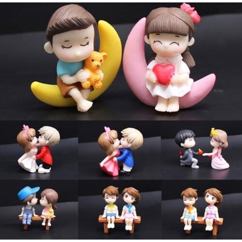 Mini Boy Girl Couple Sculpture DIY Micro Landscape Cute Boy And Girl Lovers Figurine ValentineS Day Wedding Accessories Gifts