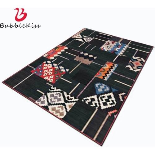 Bubble Kiss Fashion Spliced Carpets for Home Living Room Black Geometric Pattern Bedroom Decor Rug Customized Bedside Floor Mat