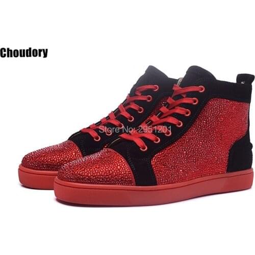 Golden Spike Toe High Top Sneakskin Leather Mens Casual Shoes Studded Fashion Lace Up Luxury Designer Brand Flat Shoes Men