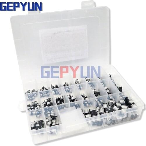1uF~1000uF 6.3V-50V 400PCS 24Value SMD Aluminum Electrolytic Capacitors Assortment Kit + Box