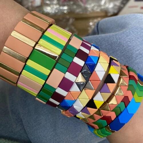 Random Mixed Send Lots Wholesale Set Boho Friendship Bracelet Jewellery Tile Bracelets Women Rainbow Jewelry Pulseiras Gifts