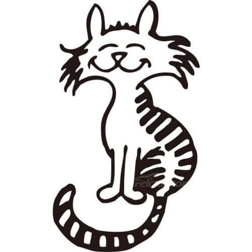 Adorable Cat Smiling Stickers Decal Car Auto Bumper Bike Decor Unique Art Pattern ZP0295