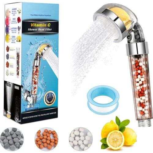 Handheld Shower Head Bathroom Beads Shower Head with Vitamin C Shower Filter High Pressure Saving Water Handheld SPA Shower