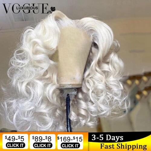 Short Bob 13x4 HD Lace Frontal Wig Colored Platinum Blonde Deep Curly Bob Wig Brazilian Virgin Human Hair Bob Lace Front Wigs
