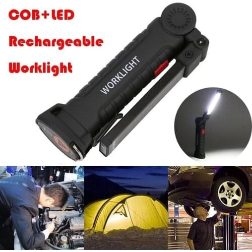Portable 3 Mode COB Flashlight Torch USB Rechargeable LED Work Light Magnetic COB Lanterna Hanging Hook Lamp For Outdoor Camping