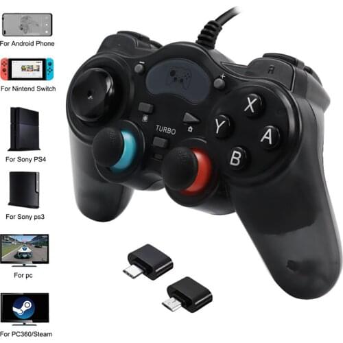 7in1 Wired Gamepad Controller Android Joystick Joypad with OTG Converter For PS3/PS4/PC/PC360 For Switch NS support steam games