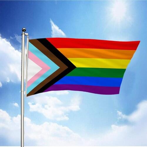 3x5ft Rainbow Flag Rainbow Stripes Flag UV Fade Resistant And Canvas Header Progress Pride Flag Poly Rainbow Inclusive flag