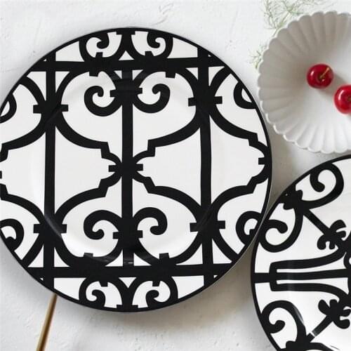 Christmas Plate Food Tray Dinner Plate Platos Dish Containers Dinner Multi-Functions Salad Tray Round Black Piatti Ceramica 1pcs
