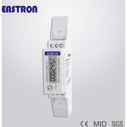 SDM120M ,5(45)A 230V 50HZ/60HZ, single phase two wire din rail energy meter, multifunction with RS485 Modbus NON-MID
