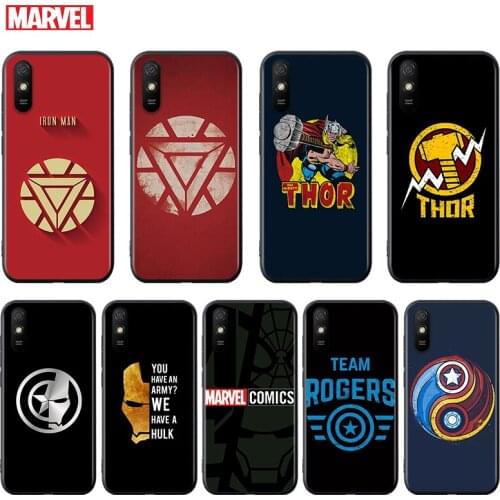 Silicone Cover Marvel Avengers Hero Logo For Xiaomi Redmi K40 K30i K30T K30S K20 10X GO S2 Y2 Pro Ultra Black Phone Case