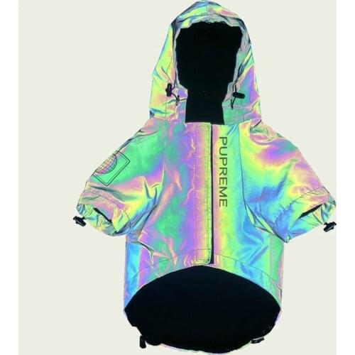 Reflective Flashing Light Dog Clothes Adidog French Bulldog Pupreme Shirt Dog Windbreaker Dog Hoodies Pet Clothes S-XXXL