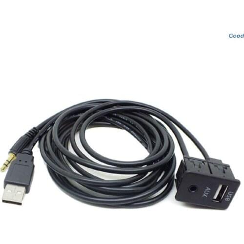 1.5M Car Dash Flush Mount USB Port Panel Auto Boat 3.5mm AUX USB Extension Cable Adapter for toyota