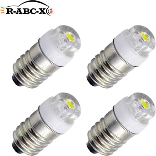 4 pcs E10 COB Upgrade LED Bulb 3 6 Cell C D Model 3V 4.5V 6V 12V 3-18V 5-24V Replace Flashlight Torch 6K White 3K Warm white