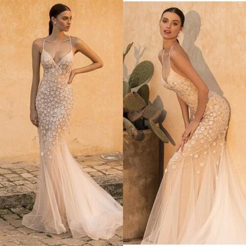 Floral Beads Evening Dress Spaghetti Sexy Back Party Gown Sleeveless Night Dress Sweep Train Homecoming Dress Custom Made