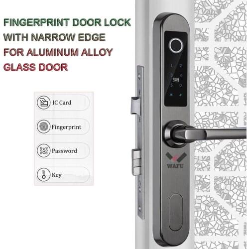 WAFU Fingerprint Smart Lock Stainless Steel Fingerprint Password Card Key Unlock Door Lock for Wooden Glass Aluminum Alloy Door