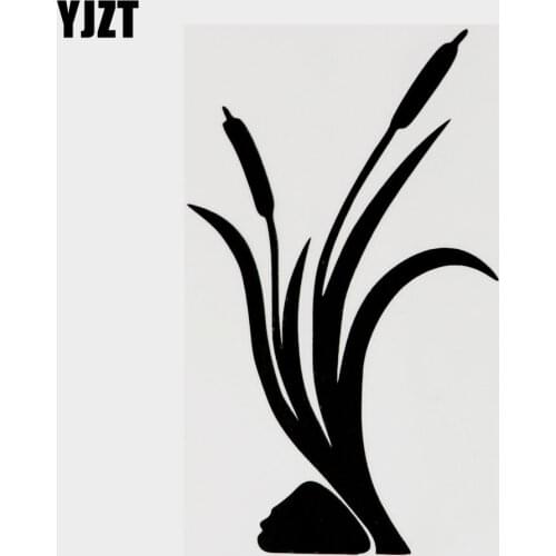 YJZT 9CM×15CM Cattail Aquatic Plants Vinyl High-quality Car Sticker Decal Black/Silver 18B-0181
