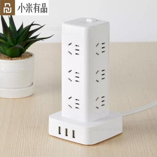 Youpin Multi-Functional Vertical Outlet Tower Power Strip Power Development Save space 3-Bit USB Socket Universal Outlet