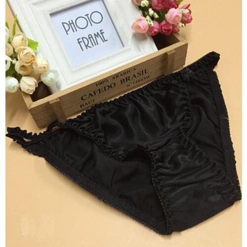 Womens Sexy Underwear Silk Panties No Trace Breathable Ladies Thong Panties Solid Female Lingerie Underwear Seamless Briefs