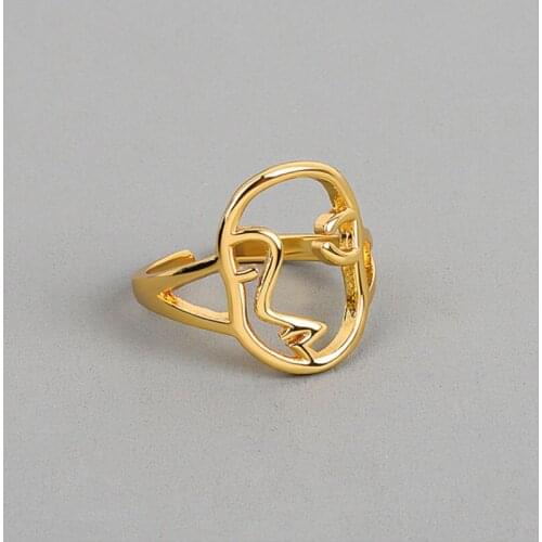 VENTFILLE 925 Sterling Silver Rings for Women Punk Exaggerated Retro Portrait Ring Women Jewelry Ring Gift