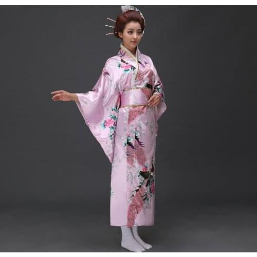 Hot Sale Japanese Women Original Yukata Dress Traditional Kimono With Obi Performance Dance Costumes One Size