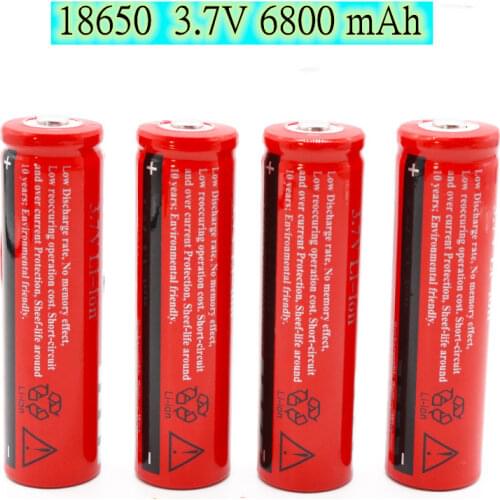 100% original 18650 battery 3.7V 6800mAh rechargeable liion battery for Led flashlight Torch batery litio battery