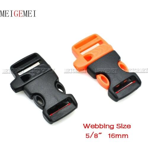 2pcs 5/8"(15mm) Emergency Side Release Whistle Buckles Belt buckle Strap buckle For Paracord Bracelet Orange+Black