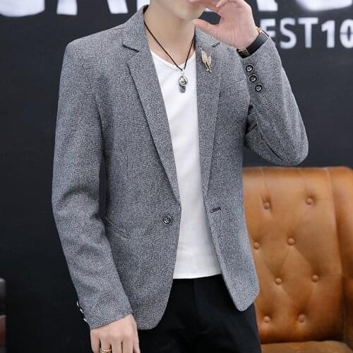 2021 Mens Autumn New Leisure blazer Youth Solid Color Handsome blazers