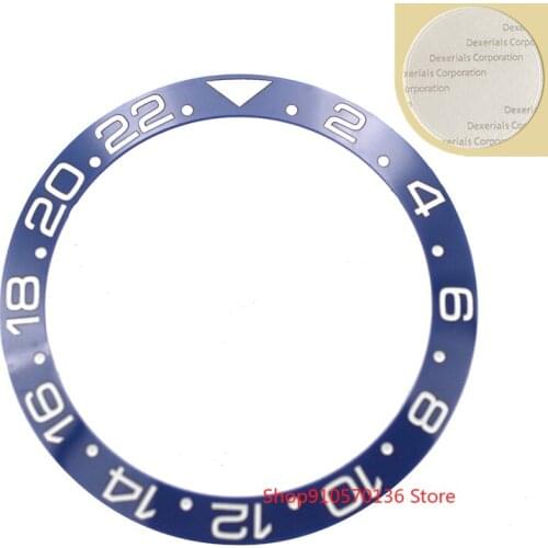 24 Hours 38mm Blue/Black White Printing GMT Ceramic Bezel Insert For GMT MASTER Style Watch Inner Diameter 30.65mm Slope Design