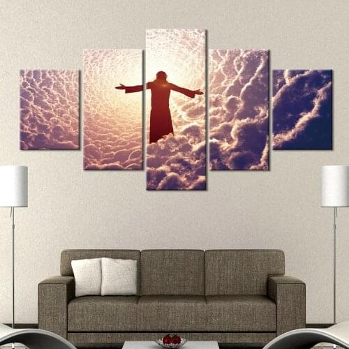 Canvas Wall Art 5 Panels Prints Poster Home Religion Decor Christianity Painting Modern Jesus For Bedroom Modular Pictures Frame