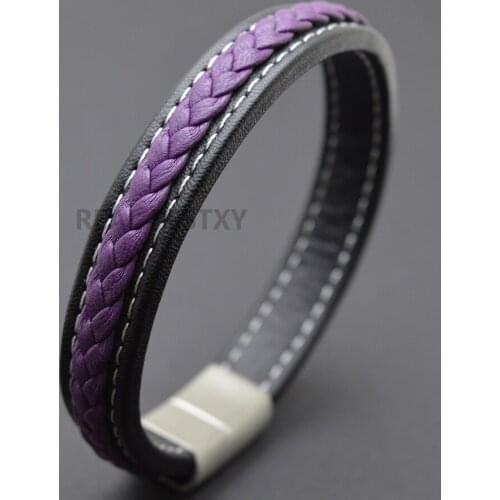 5pcs/lot Punk Men Jewelry Black/Brown/Red Braided Leather Bracelet Magnetic Clasp Fashion Bangles Restoring ancient ways couple