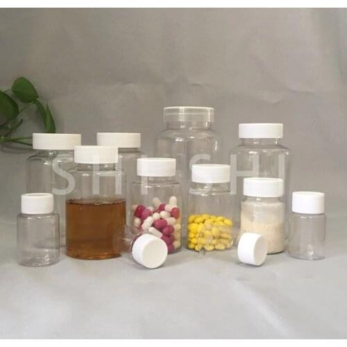 5 PCS Empty Plastic PET Bottle Sealed Medicine Pill Bottle Clear Reagent Powder Vial Solid Seal Container Packing 15ml - 100ml