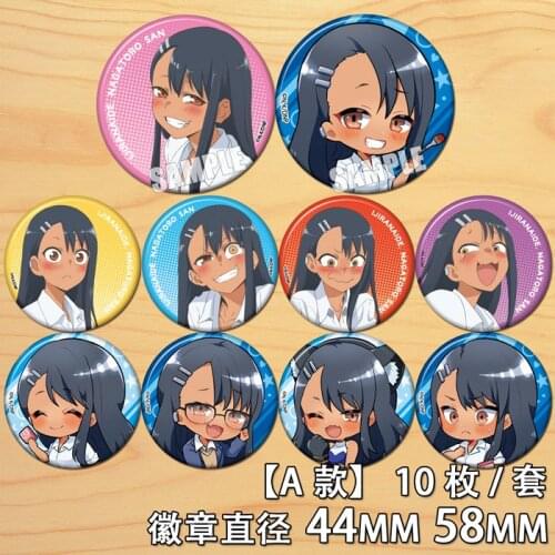 Anime Ijiranaide Nagatoro San Figure 8167 Badge Round Brooch Pin Gifts Kids Collection Toy