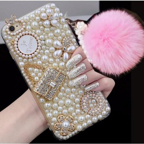 Pearl Phone Case for IPhone 11 12 Pro Max X Xr Xs Rhinestone Phone Cover for IPhone 8 Plus 7 6S 6 5 5S SE2 12 Pro Max Mini