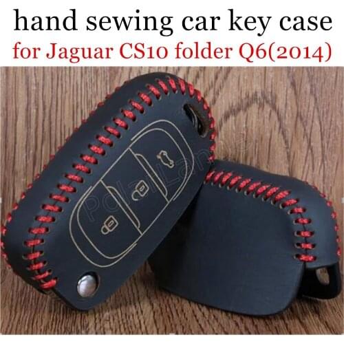Only Red Case fit for Jaguar CS10 folder Q6(2014) car key case Hand sewing car key cover DIY car styling Genuine leather