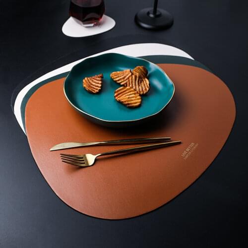 Pad Mat Decorative Coffee Coasters PU Leather Placemat European Style Leather Table Mat Placemats Home Decoration