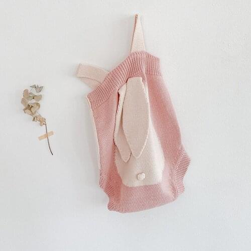 Infant Spring Autumn Baby Toddler Girls Cute Rabbit Ear Jumpsuit Infant Newborn Baby Girls Boys Sweater Rompers Knitwear Clothes