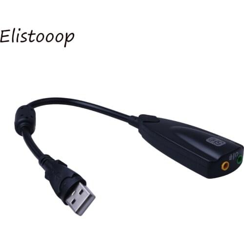 Elistooop 3D 5HV2 USB 2.0 Virtual 7.1 Channel Audio External Sound Card Adapter for Windows PC