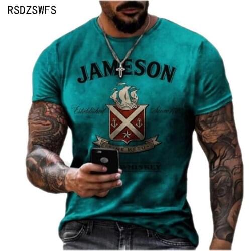 Summer Mens T-Shirt Street Personalized Fashion Blue Letter Print 3D Clothes Large Size Mens Top Loose Pullover T-Shirt