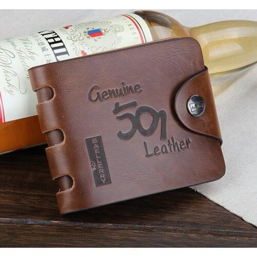 Leather Vintage Men Wallets Male Money Bag Hasp Hollow Out Small Wallet Men Clutch Purse Card Holder Coin Pocket