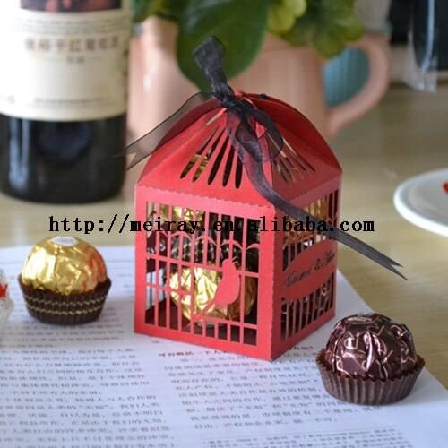 Red wedding decorations,red birdcage for chocolate