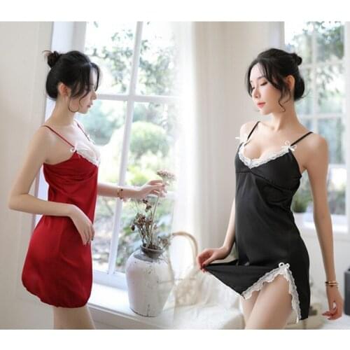 Summer Dress Lace Night Dress Womens Sexy Lingerie Silk Nightgown Sleepwear Babydoll Nightie Satin Homewear Chest Pad Nightwear