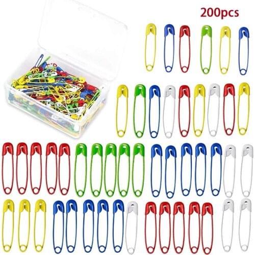 LMDZ 200 Pieces Safety Pins, 27mm/1inch Colourful Painted Safety Pins, Large Safety Pins for Art Craft Sewing Jewelry Making