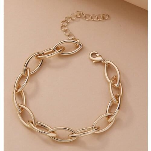 LUNA CHIAO Winter Fashion Accessories Gold Color Bold Chunky Metal Chain Links Bracelets for Women