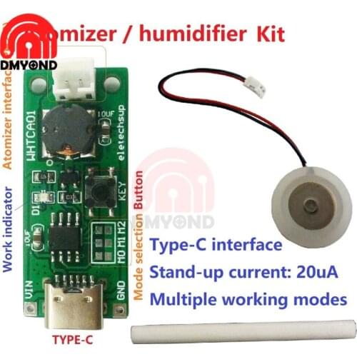 Type-C USB Mini Humidifier DIY Kits Mist Maker Driver Circuit Board Fogger Atomization Film Atomizer Sheet Mini Oscillating